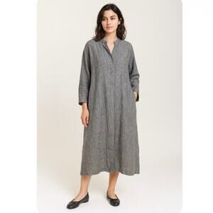 Aiden Lane Women's Grace Duster Oversized Linen Maxi Long Sleeve Lagenlook S
